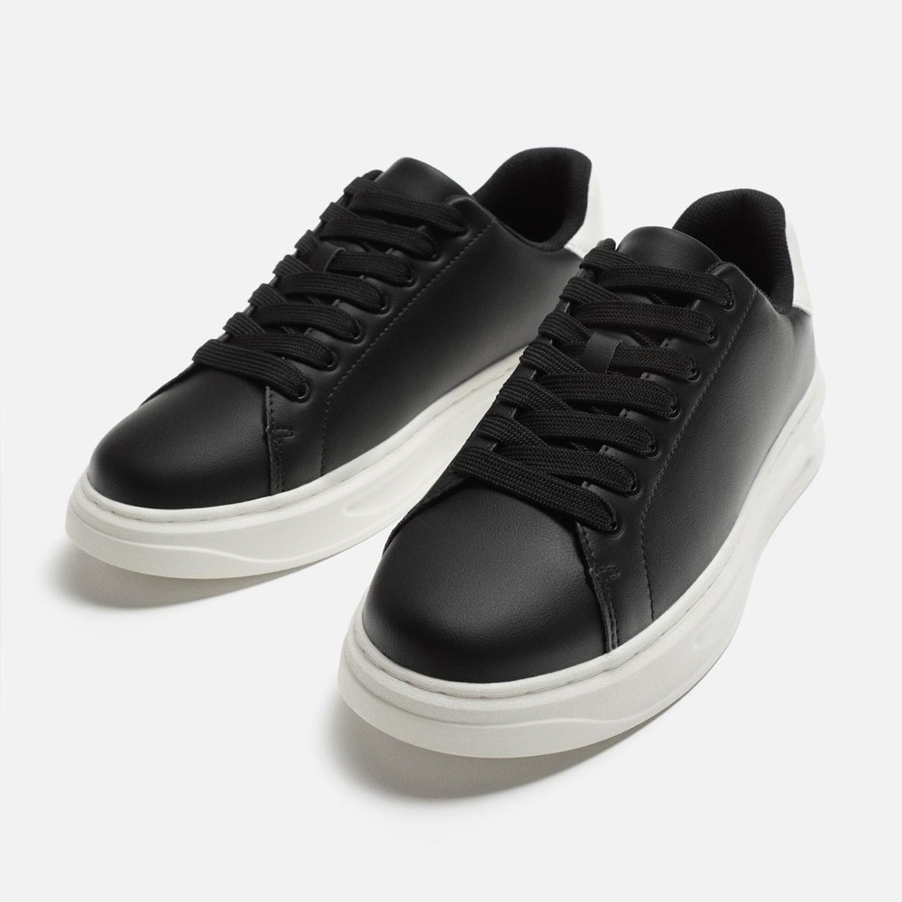 ZARA Men’s Chunky Sole Black Lace Up Trainers EU41 US8
